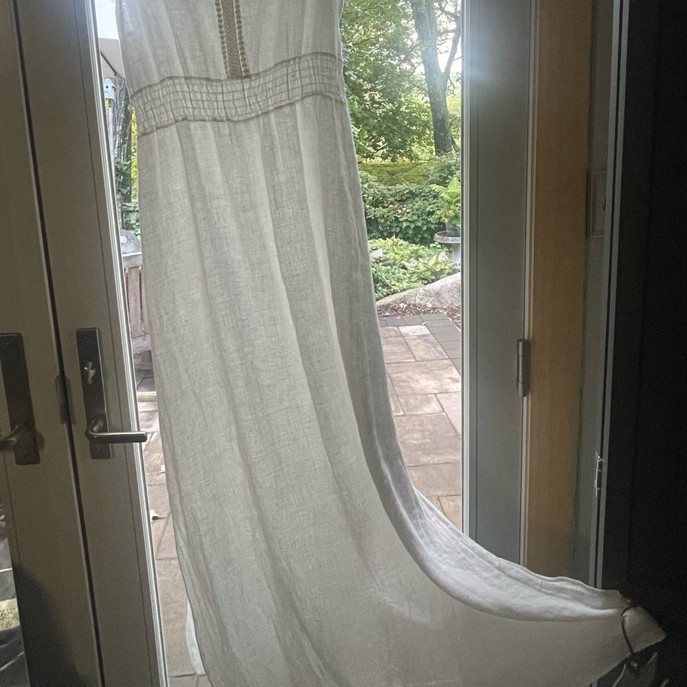 White Italian embroidered maxi linen